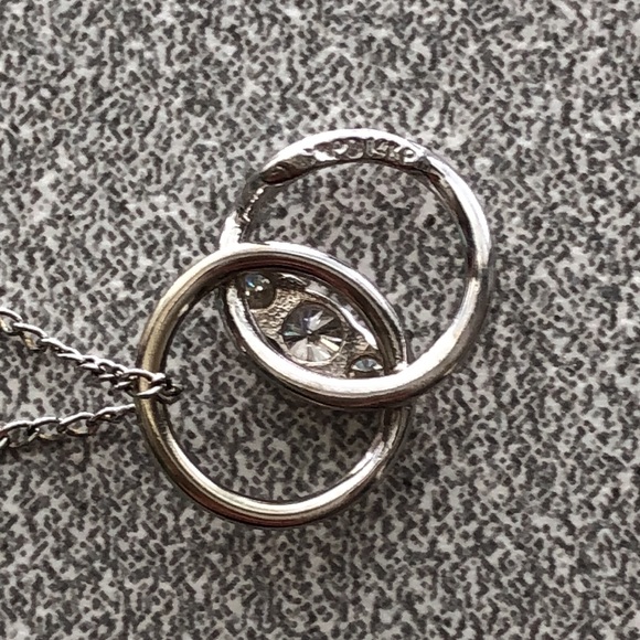 Palladium 14k white gold plated pendant on 925 Sterling Silver chain 15” CZ - Picture 3 of 4